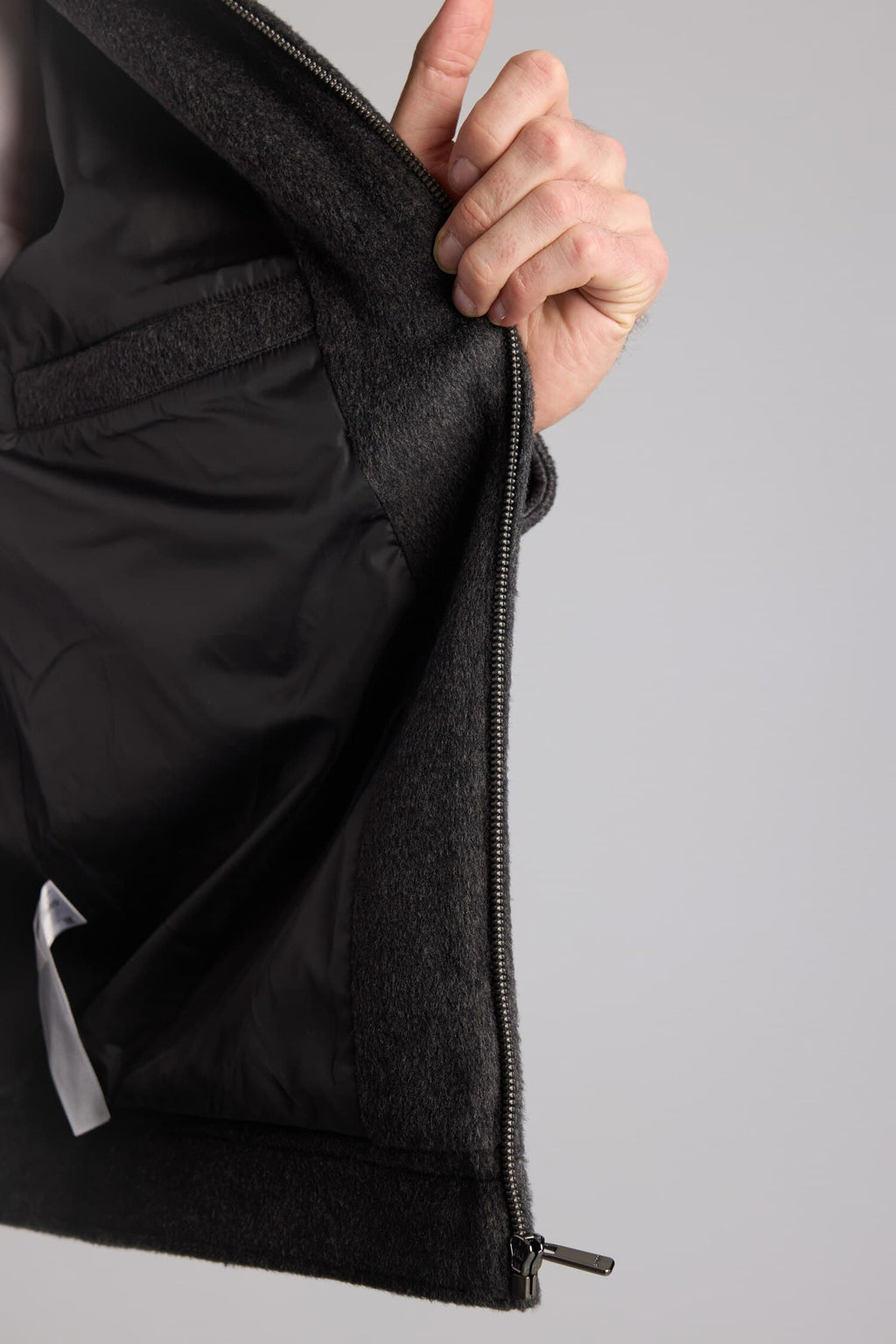 Regular Fit Polo Collar Lined Zippered Cachet Coat