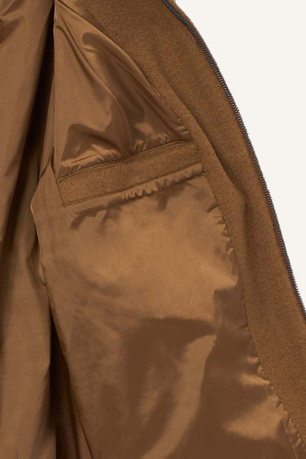 Regular Fit Polo Collar Lined Zippered Cachet Coat