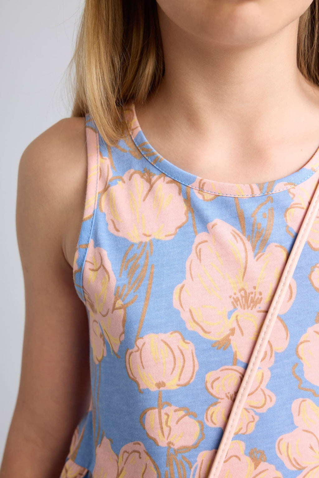 100% Cotton Floral Sleeveless Yellow Light Yellow Dress For Girls