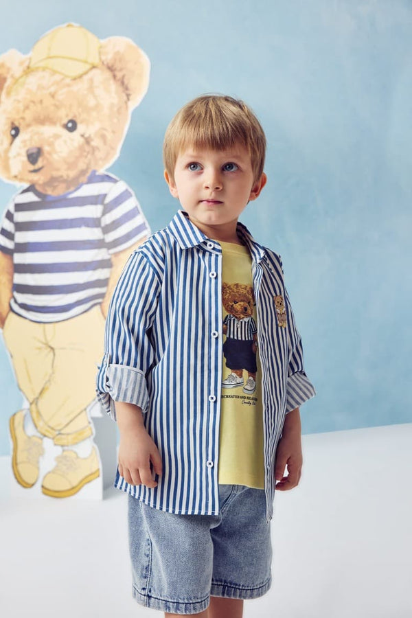 100% Cotton Teddy Bear Poplin Shirt Baby Boy