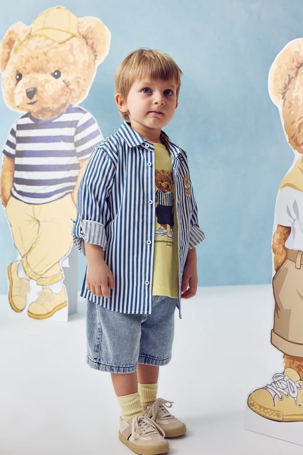 100% Cotton Teddy Bear Poplin Shirt Baby Boy
