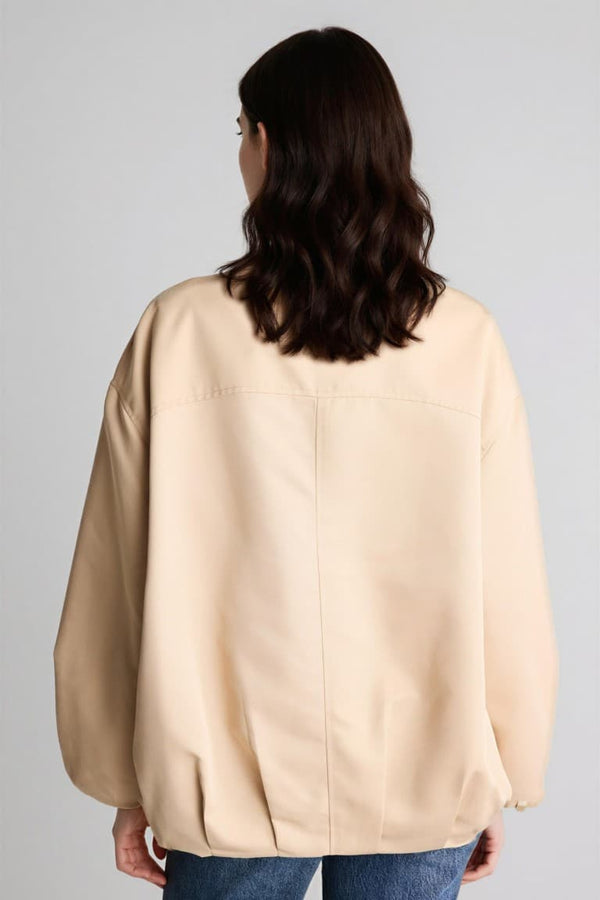 Regular Fit-Hakim Collar Gabardine Jacket