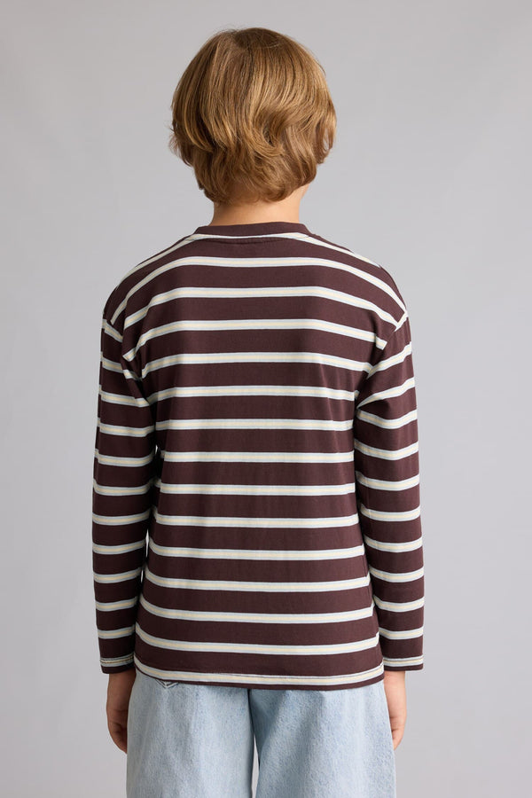 100% Cotton Overless Striped Crew Neck Long Sleeve T-Shirt Boy