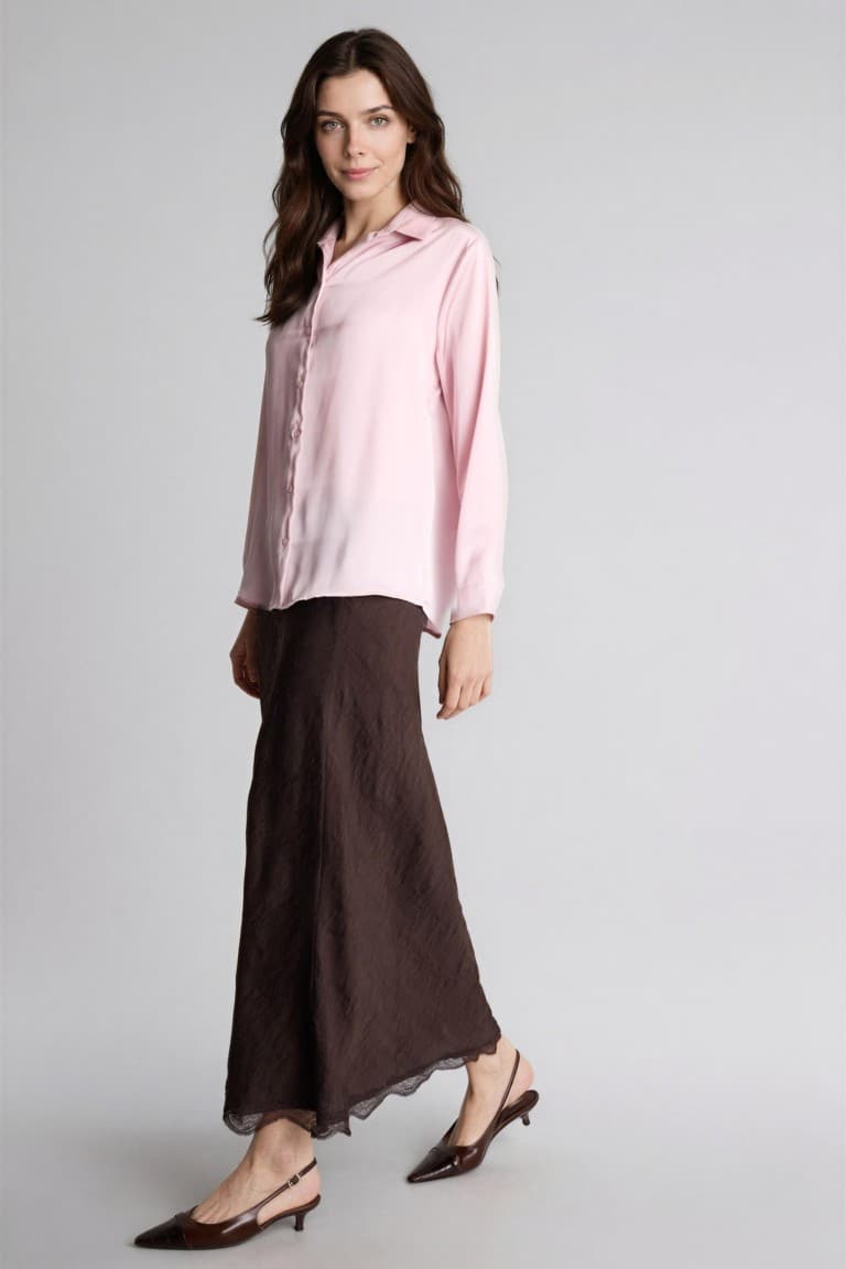 A-Line Fluid Fabric Maxi Skirt