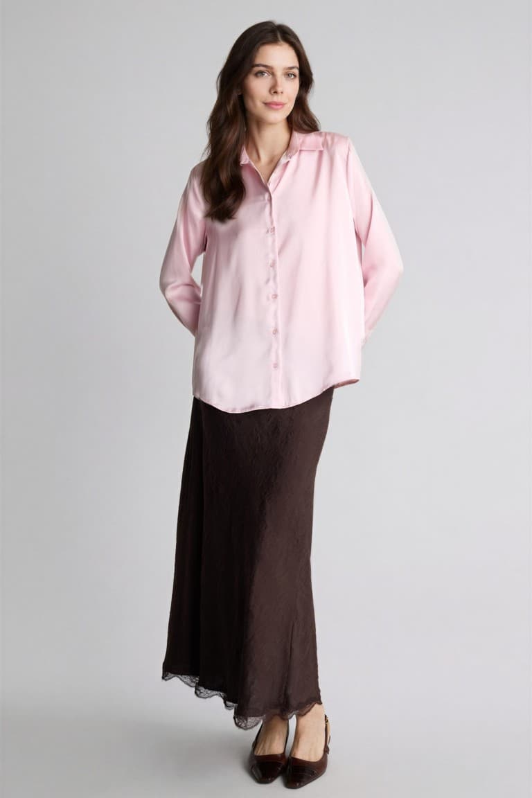 A-Line Fluid Fabric Maxi Skirt