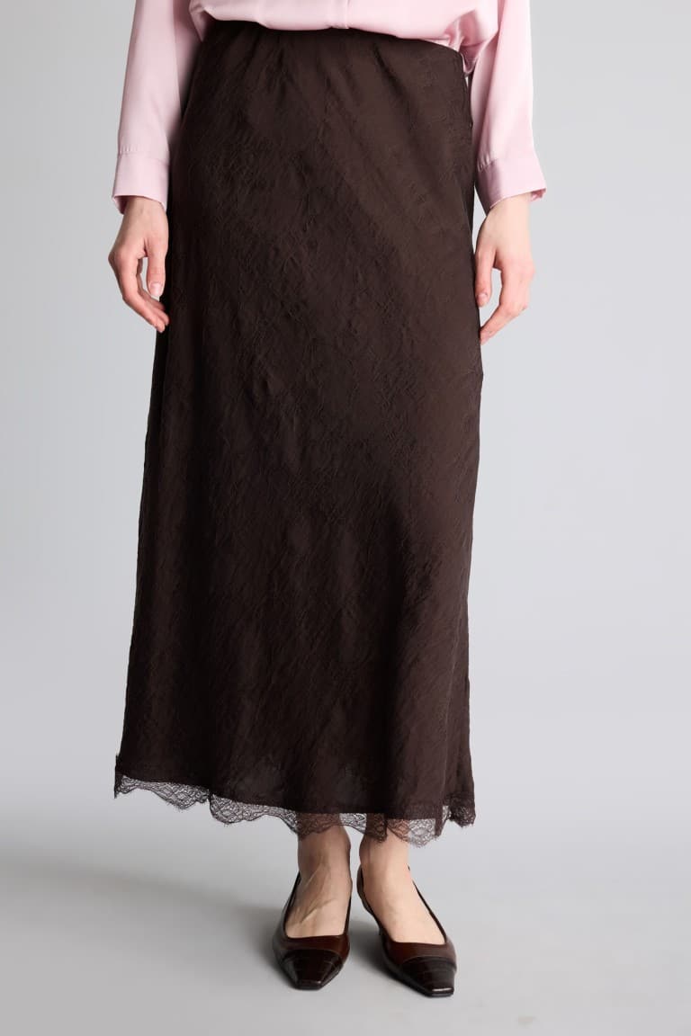 A-Line Fluid Fabric Maxi Skirt