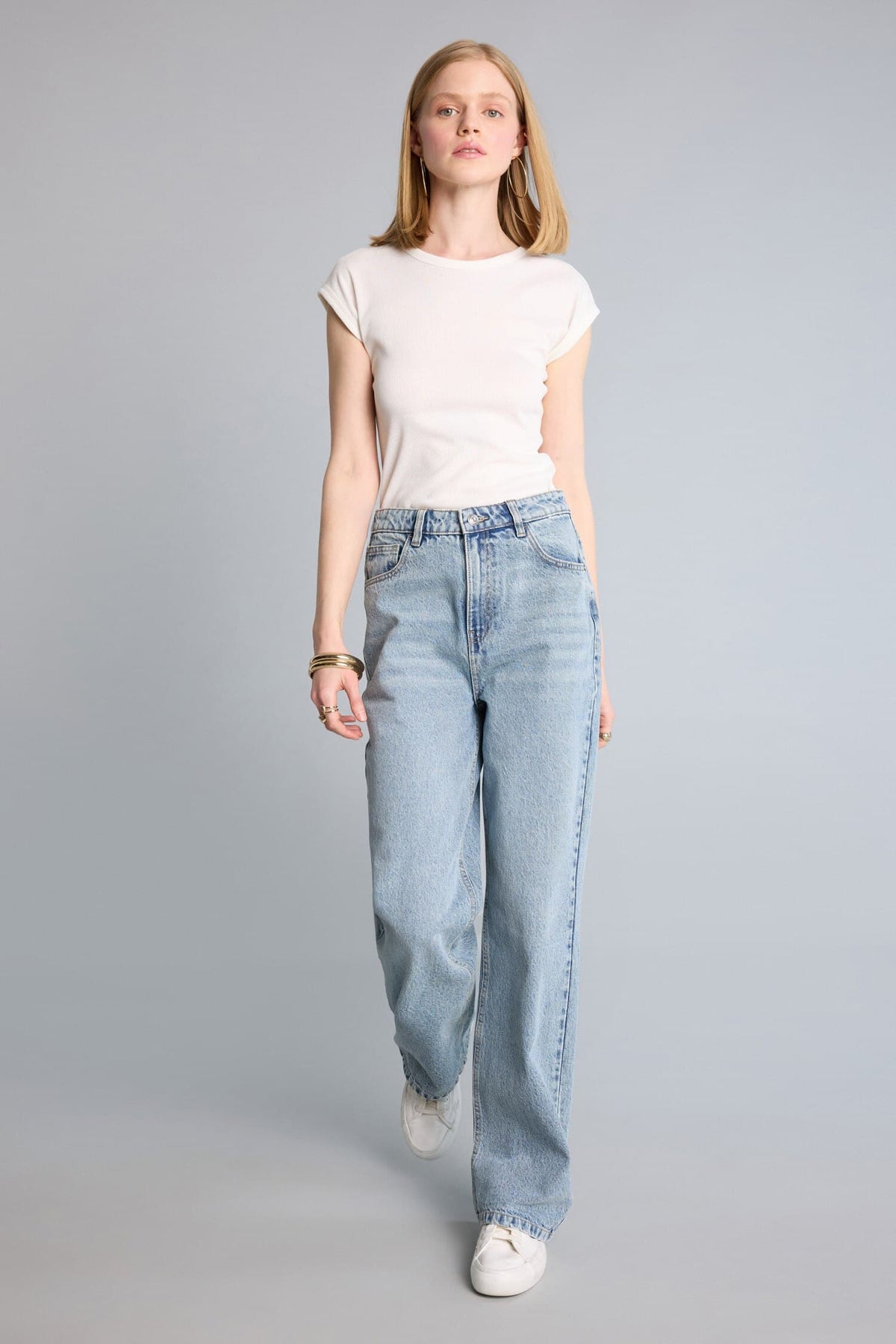 90s Pair Leg High Waist Straight Leg Long Jeans