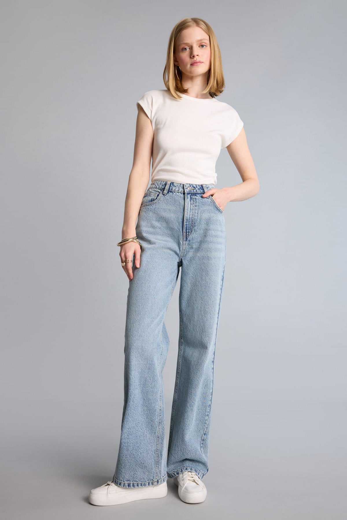 90s Pair Leg High Waist Straight Leg Long Jeans