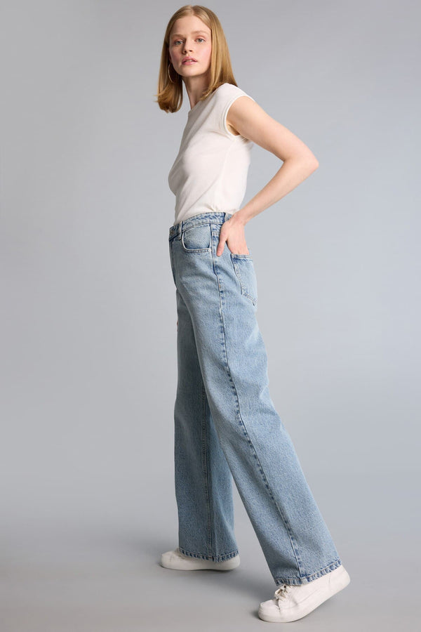 90s Pair Leg High Waist Straight Leg Long Jeans