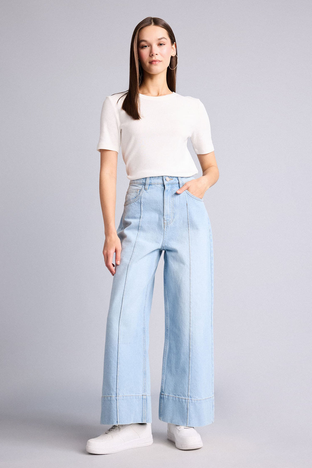 Short Wide Leg High Waist Straight Leg Long Jeans