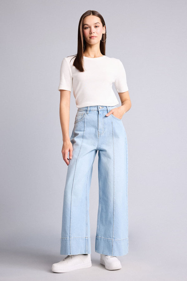 Short Wide Leg High Waist Straight Leg Long Jeans
