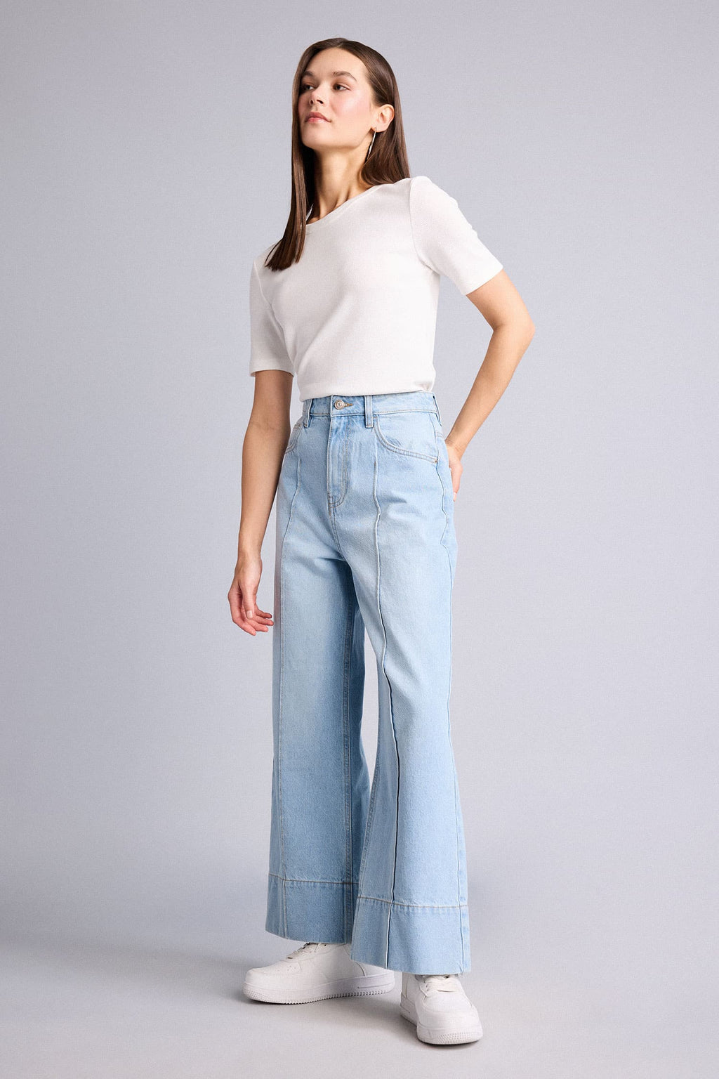 Short Wide Leg High Waist Straight Leg Long Jeans