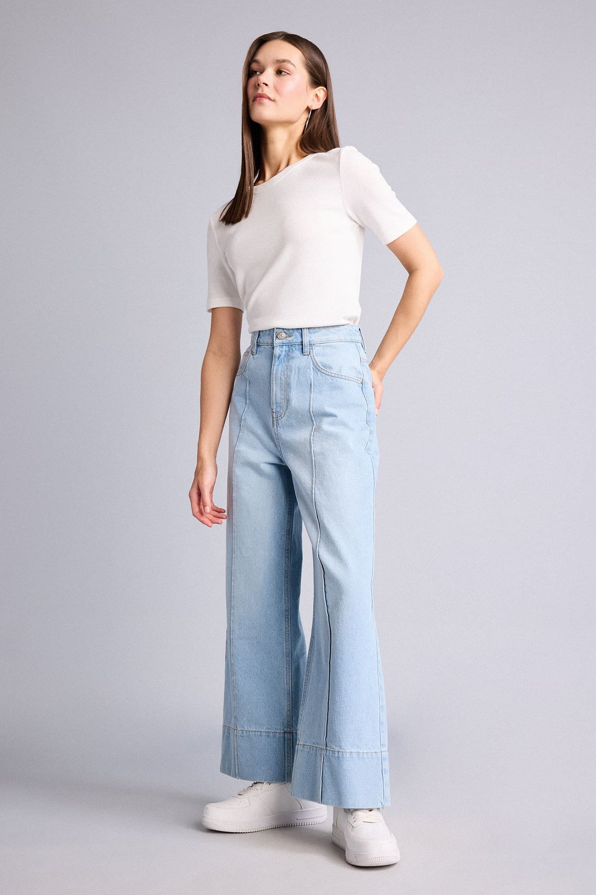 Short Wide Leg High Waist Straight Leg Long Jeans
