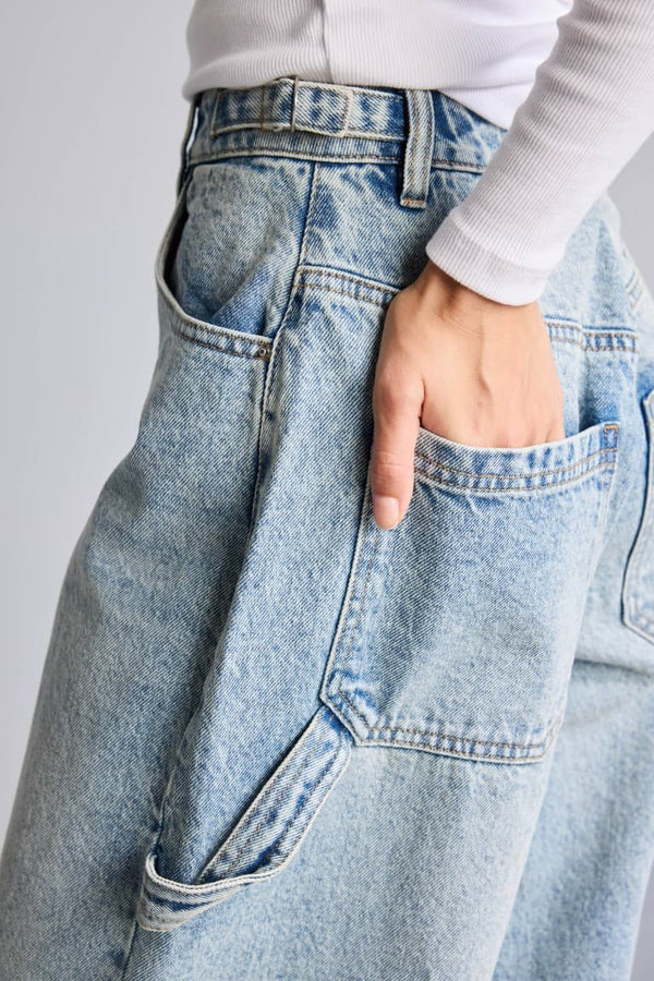 Carpenter Fit High Waist Straight Leg Long Jeans