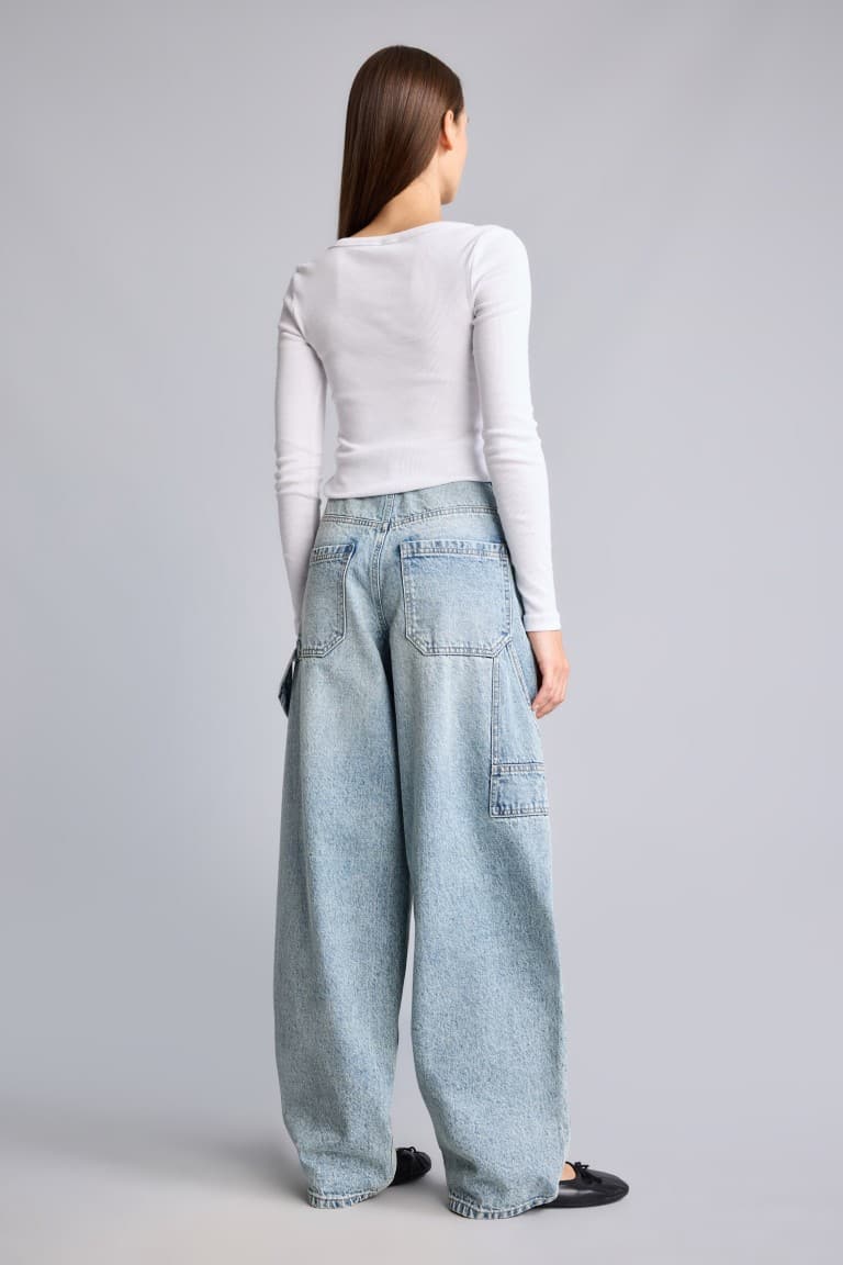 Carpenter Fit High Waist Straight Leg Long Jeans