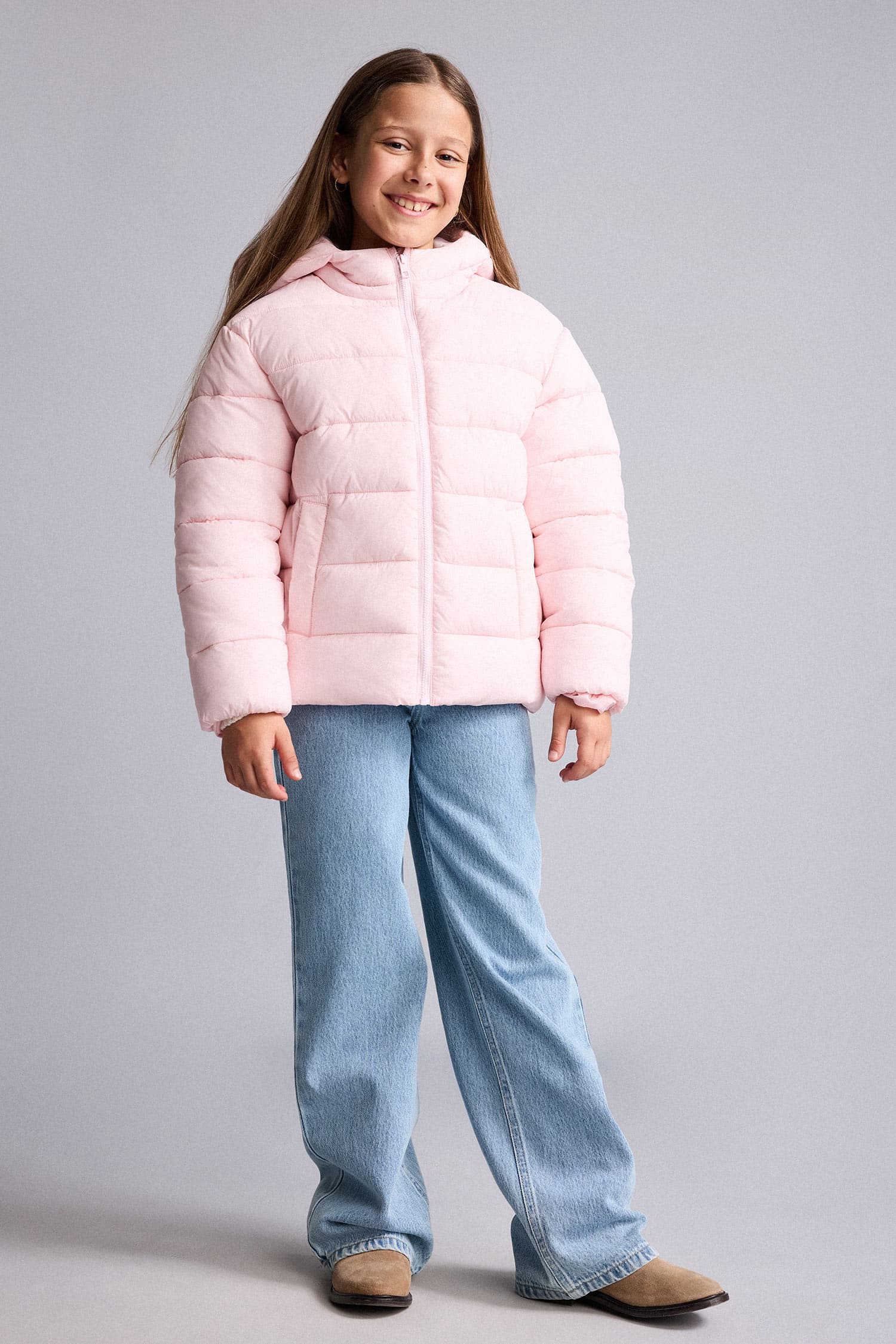 Water Repellent Zipper Pocketed Puffer Hooded Jacket Girls Secondary image