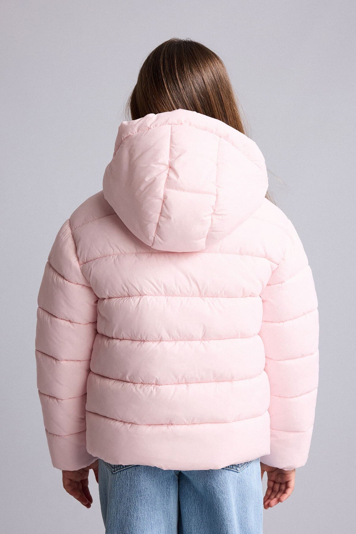Water Repellent Zipper Pocketed Puffer Hooded Jacket Girls