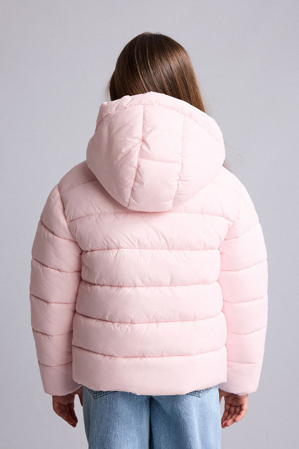 Water Repellent Zipper Pocketed Puffer Hooded Jacket Girls