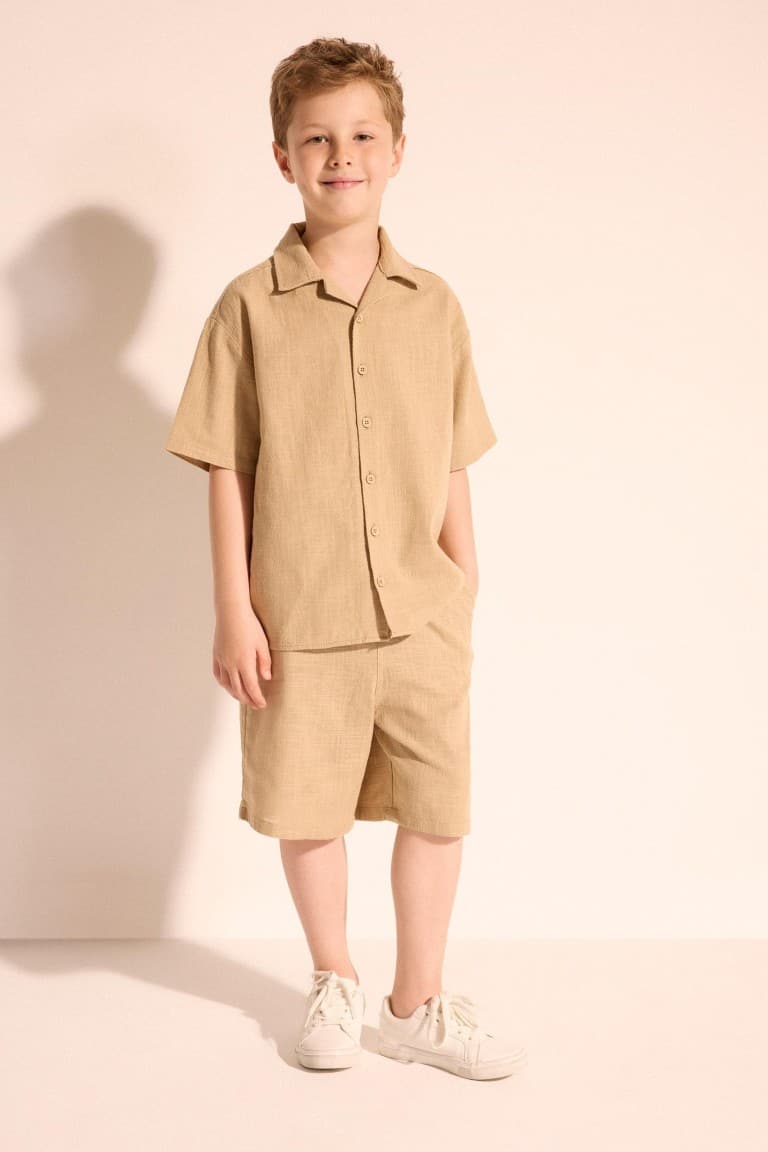 100% Cotton Textured Shorts Boys