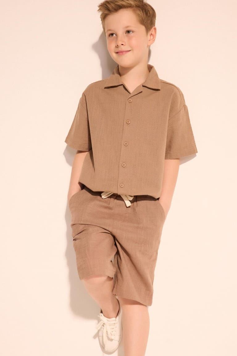100% Cotton Textured Shorts Boys Secondary image