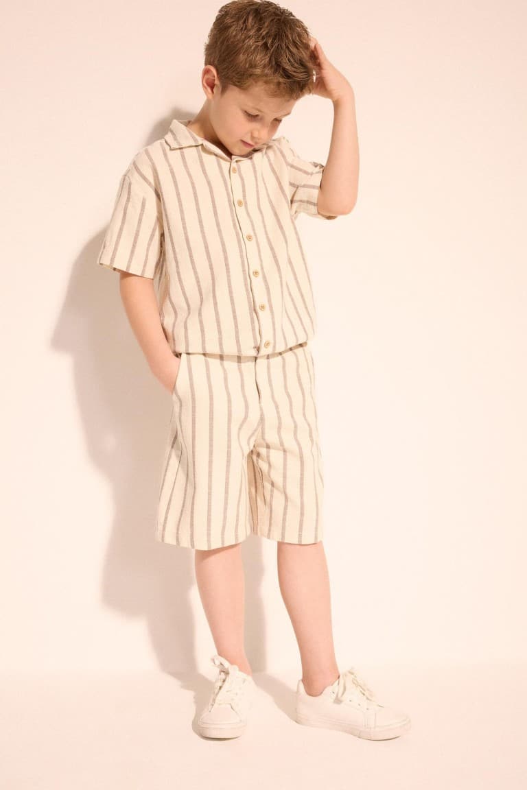 100% Cotton Textured Striped Shorts Boys Main image