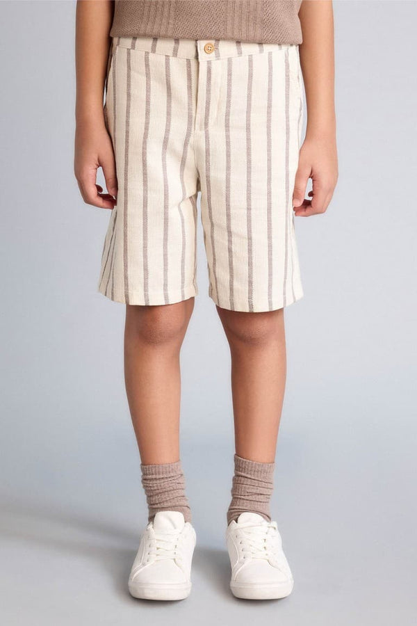 100% Cotton Textured Striped Shorts Boys