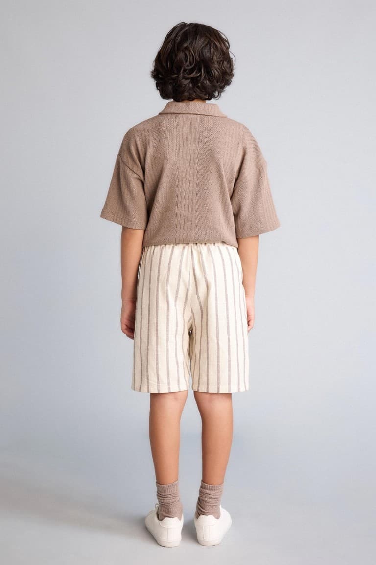 100% Cotton Textured Striped Shorts Boys