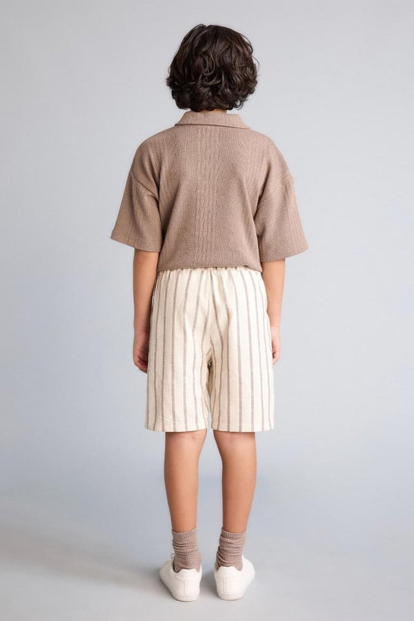100% Cotton Textured Striped Shorts Boys