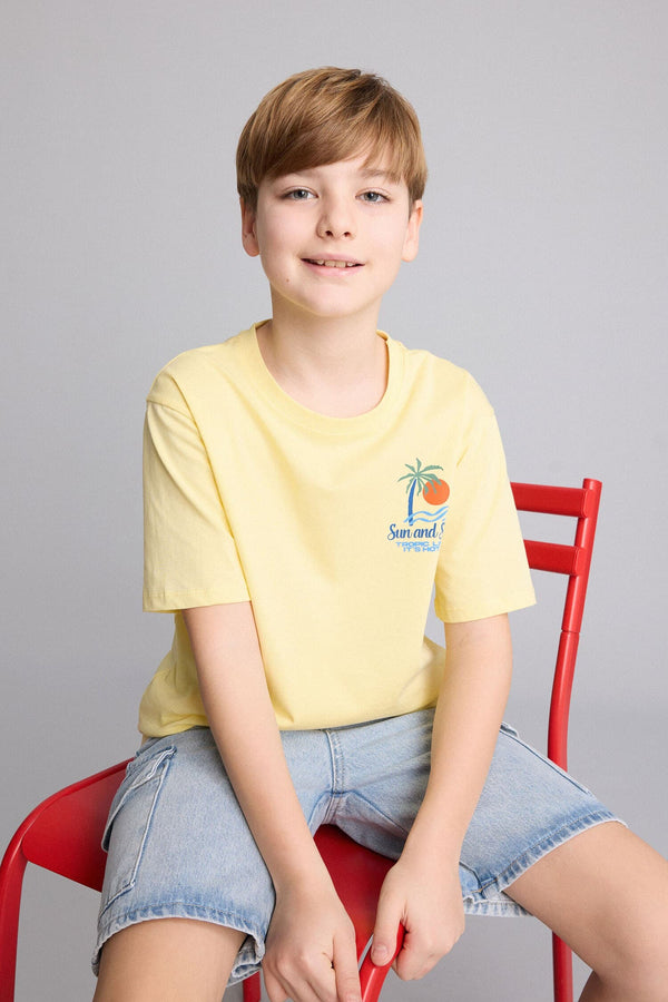 100% Cotton New Regular Crew Neck Printed Short Sleeve T-Shirt Boy