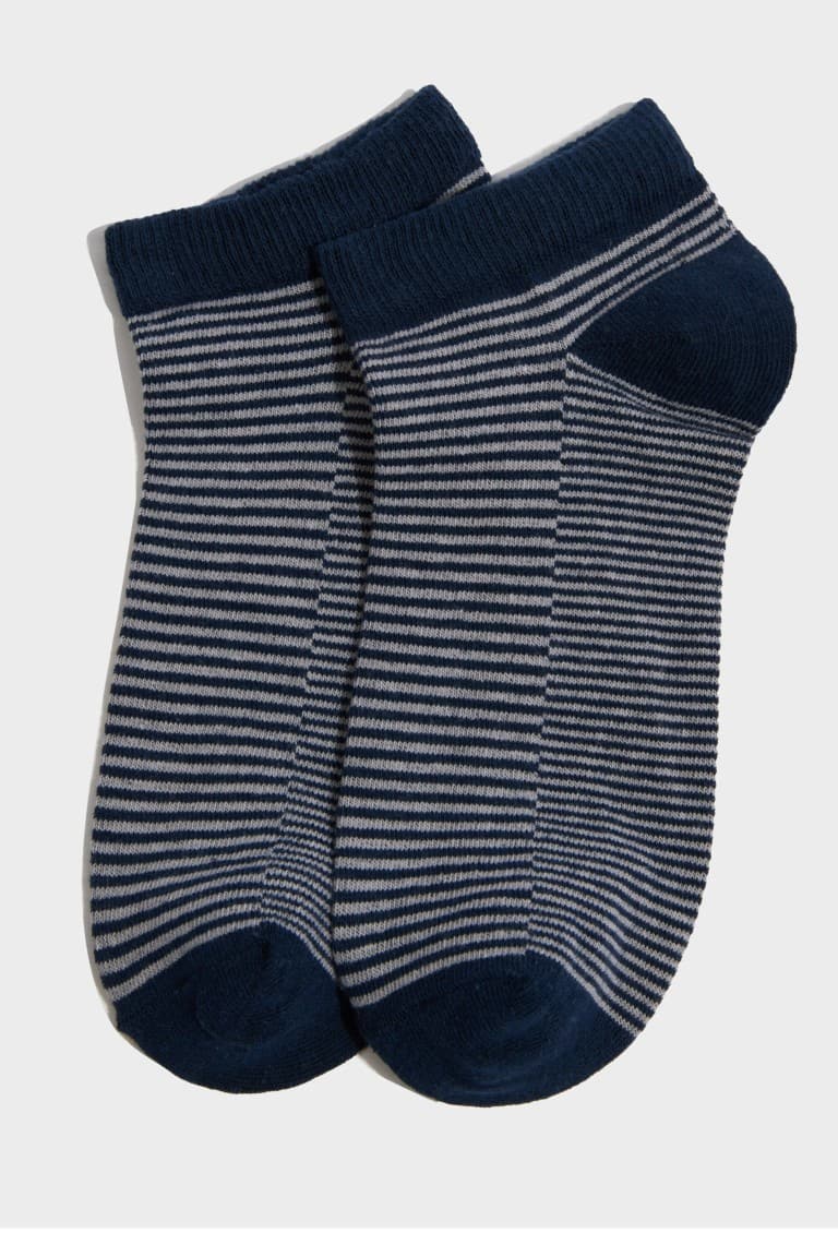 Mens Striped 5-Pack Cotton Booties Socks