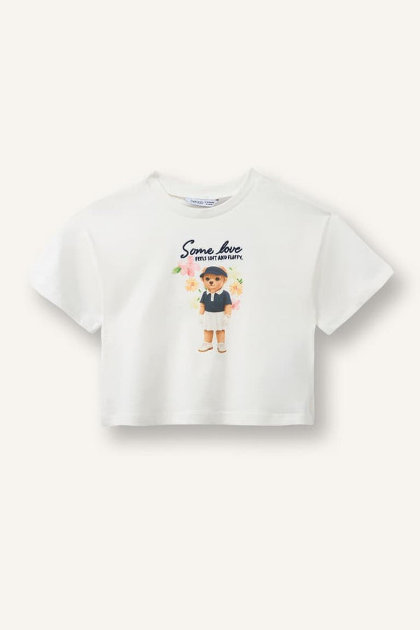 100% Cotton Regular Fitteddy Teddy Bear Combed Short Sleeve T-Shirt Baby Girl