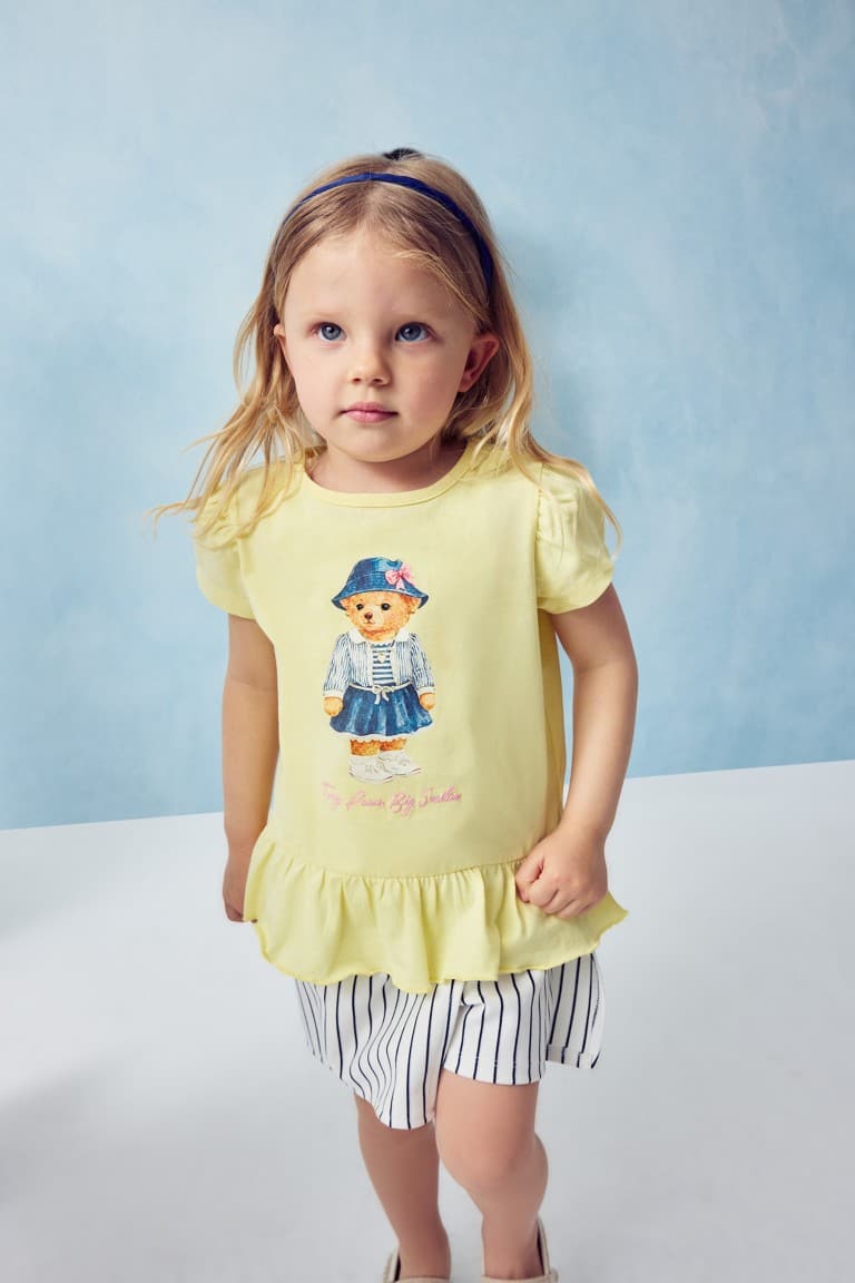 100% Cotton Regular Fitteddy Teddy Bear Combed Short Sleeve T-Shirt Baby Girl Main image