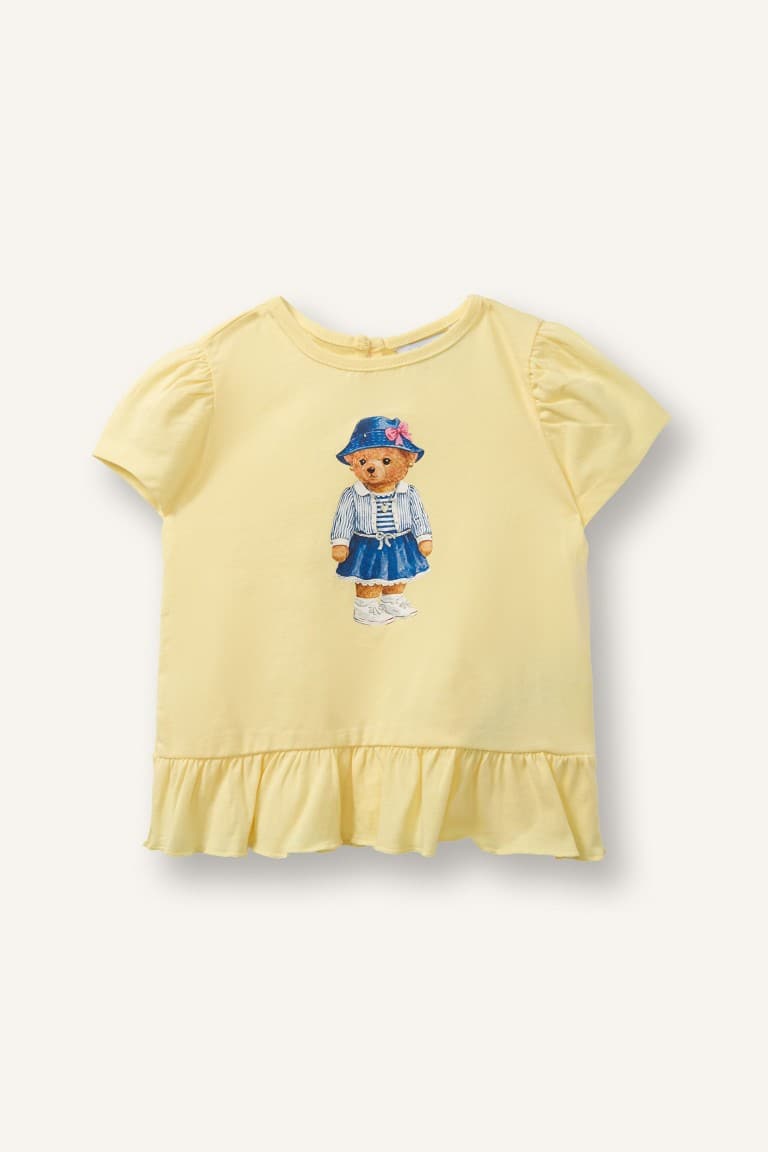 100% Cotton Regular Fitteddy Teddy Bear Combed Short Sleeve T-Shirt Baby Girl