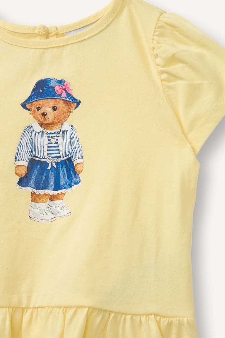 100% Cotton Regular Fitteddy Teddy Bear Combed Short Sleeve T-Shirt Baby Girl