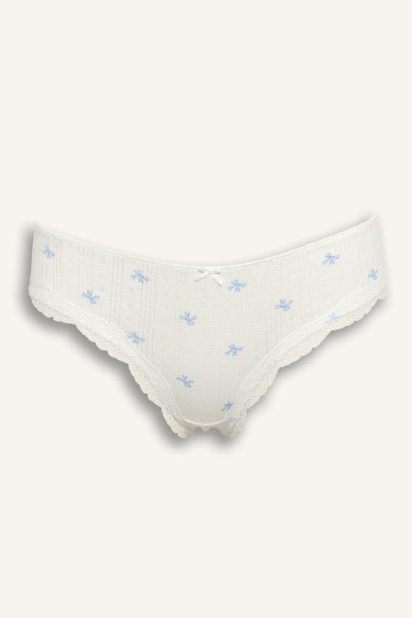 100% Cotton Lace Detailed Brazilian Panties