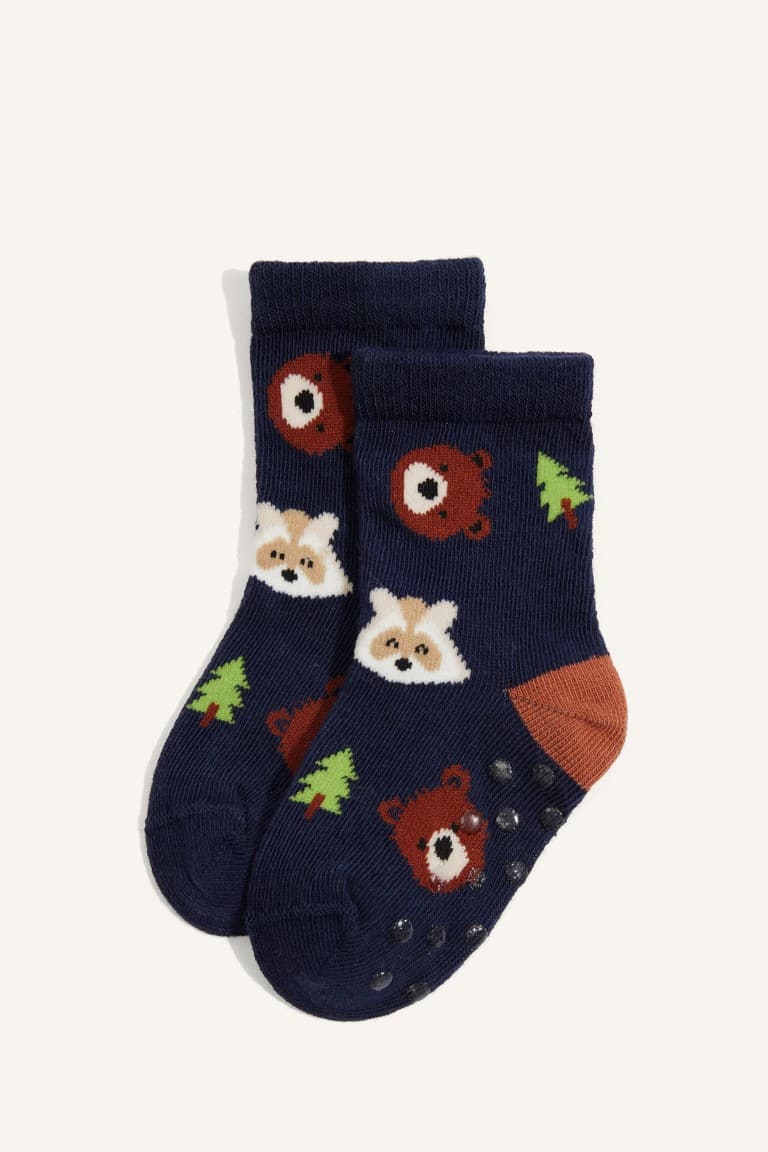 Animal Print Seamless 5 Pack Cotton Long Socks Baby Boy