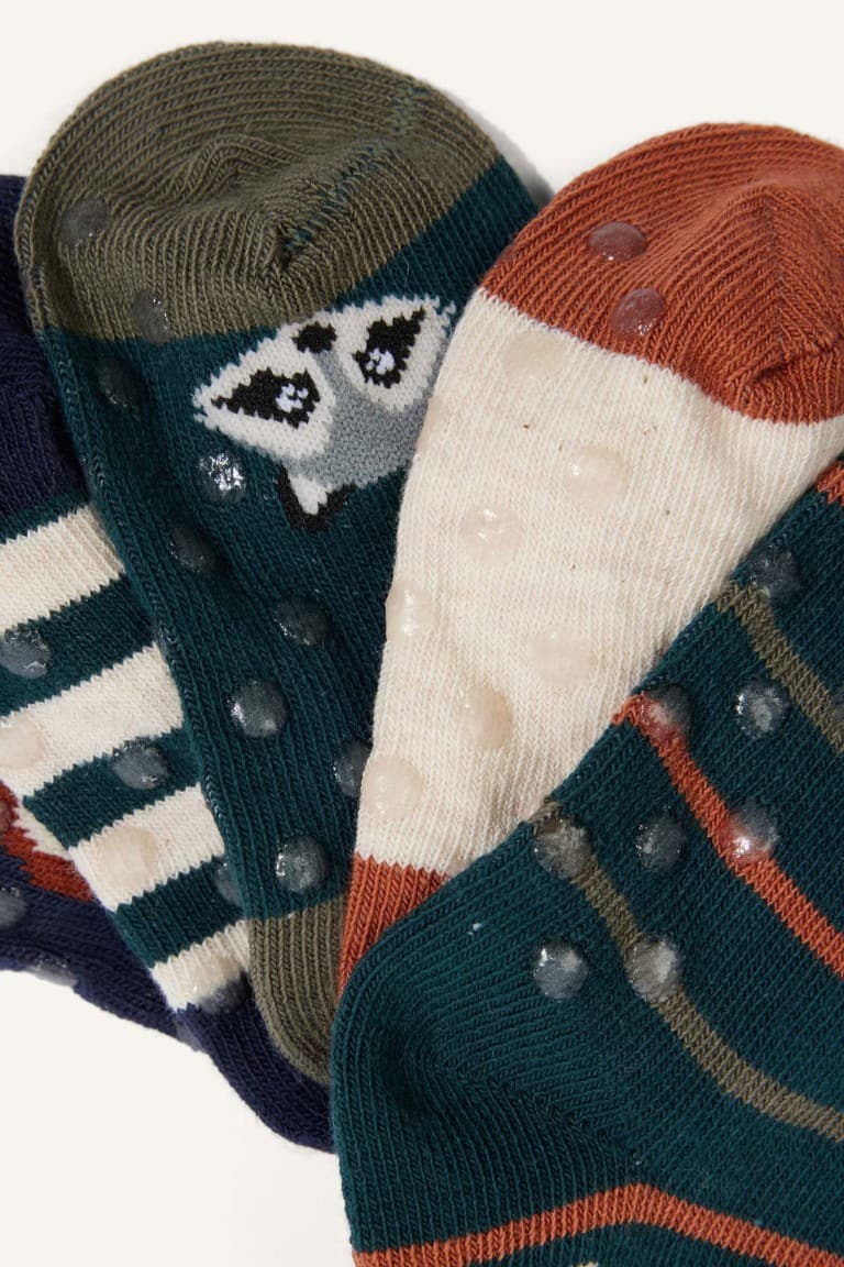 Animal Print Seamless 5 Pack Cotton Long Socks Baby Boy