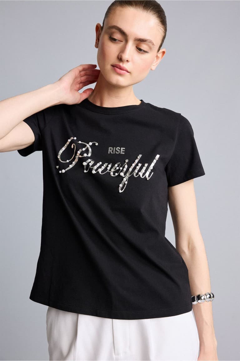 Regular Crew Neck 3D Combed Short Sleeve T-Shirt Main image