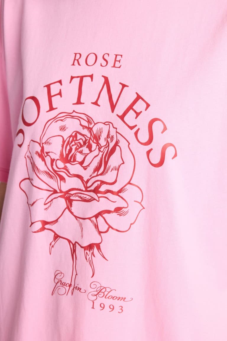 Overless Crew Neck Floral Combed Cotton Short Sleeve T-Shirt