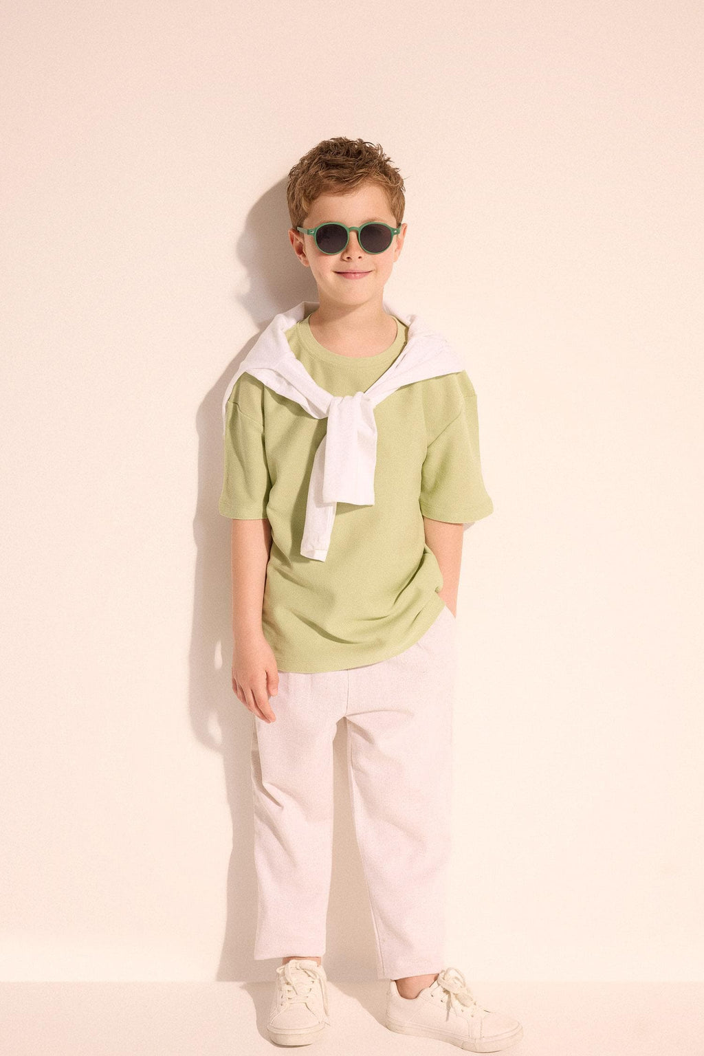 Regular Fit Straight Leg Linen Blend Trousers Boy