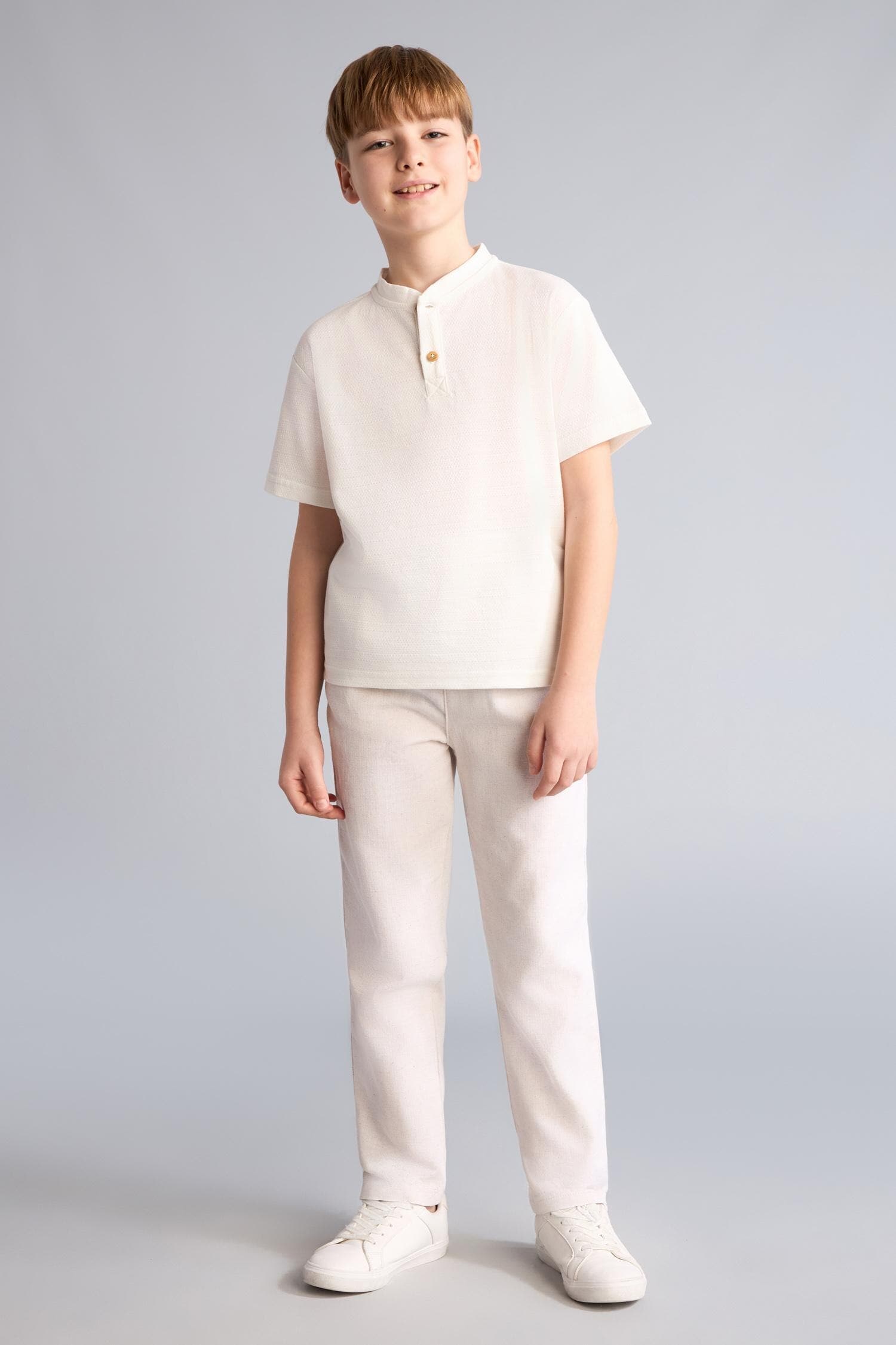 Regular Fit Straight Leg Linen Blend Trousers Boy Secondary image
