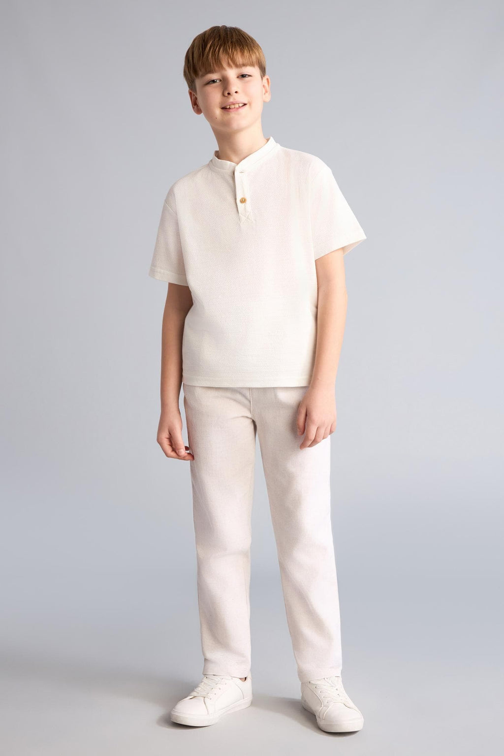 Regular Fit Straight Leg Linen Blend Trousers Boy
