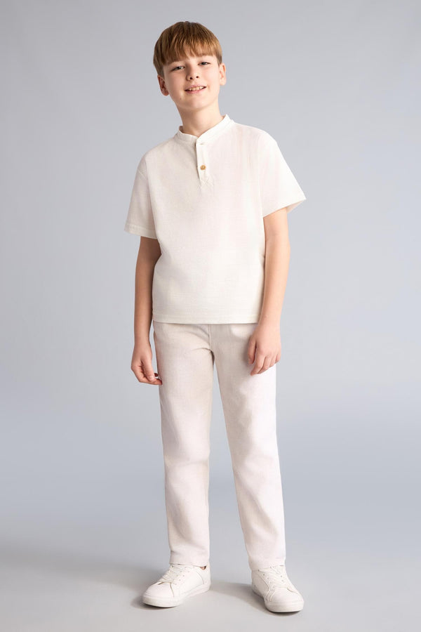 Regular Fit Straight Leg Linen Blend Trousers Boy