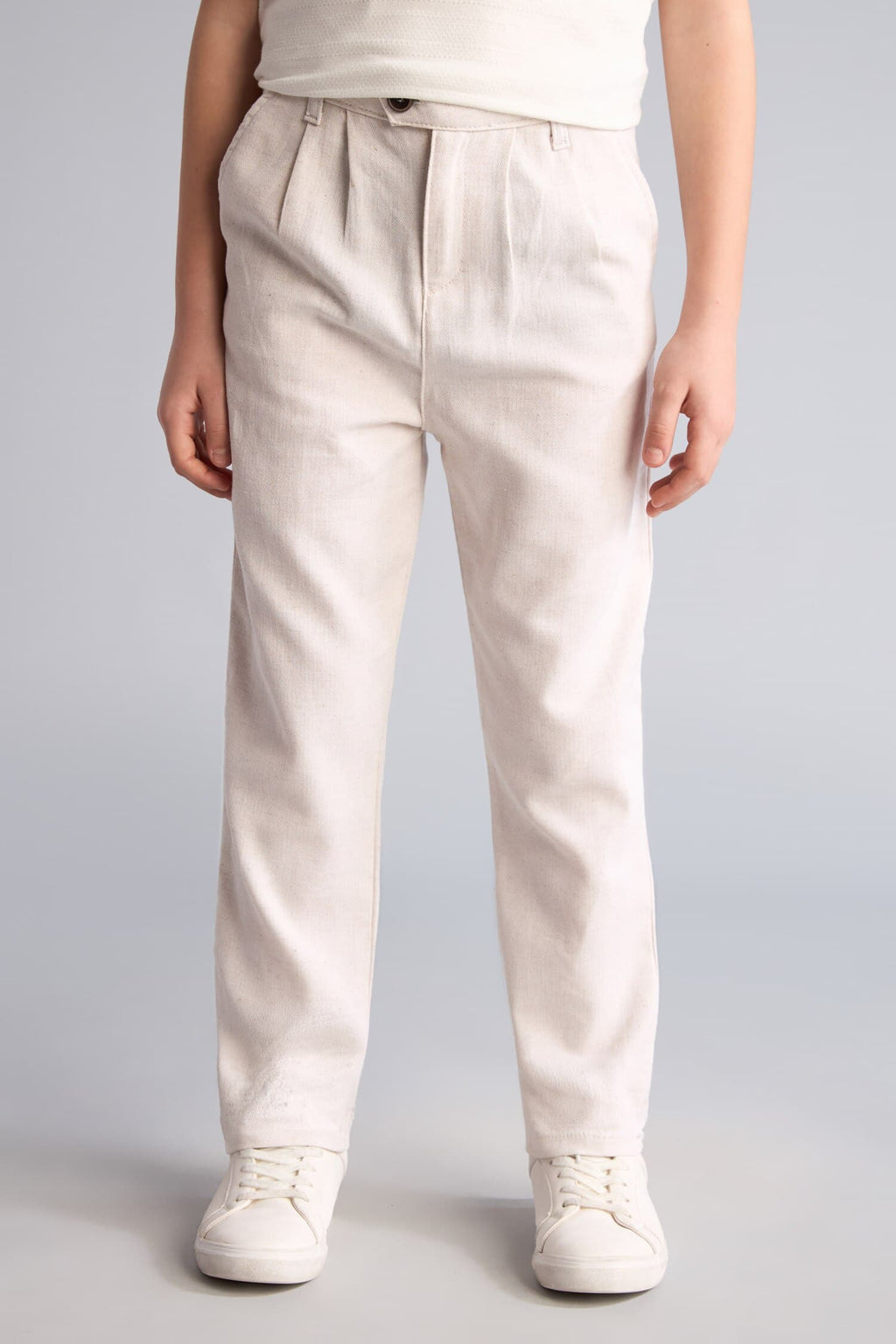 Regular Fit Straight Leg Linen Blend Trousers Boy