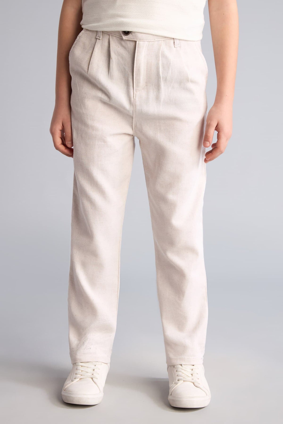 Regular Fit Straight Leg Linen Blend Trousers Boy