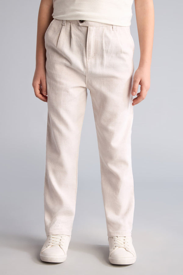 Regular Fit Straight Leg Linen Blend Trousers Boy