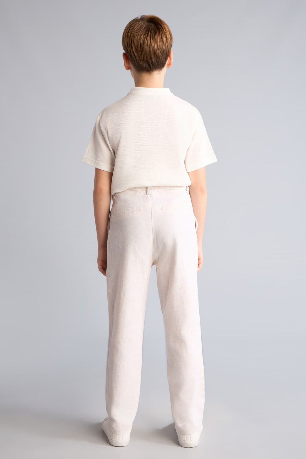 Regular Fit Straight Leg Linen Blend Trousers Boy