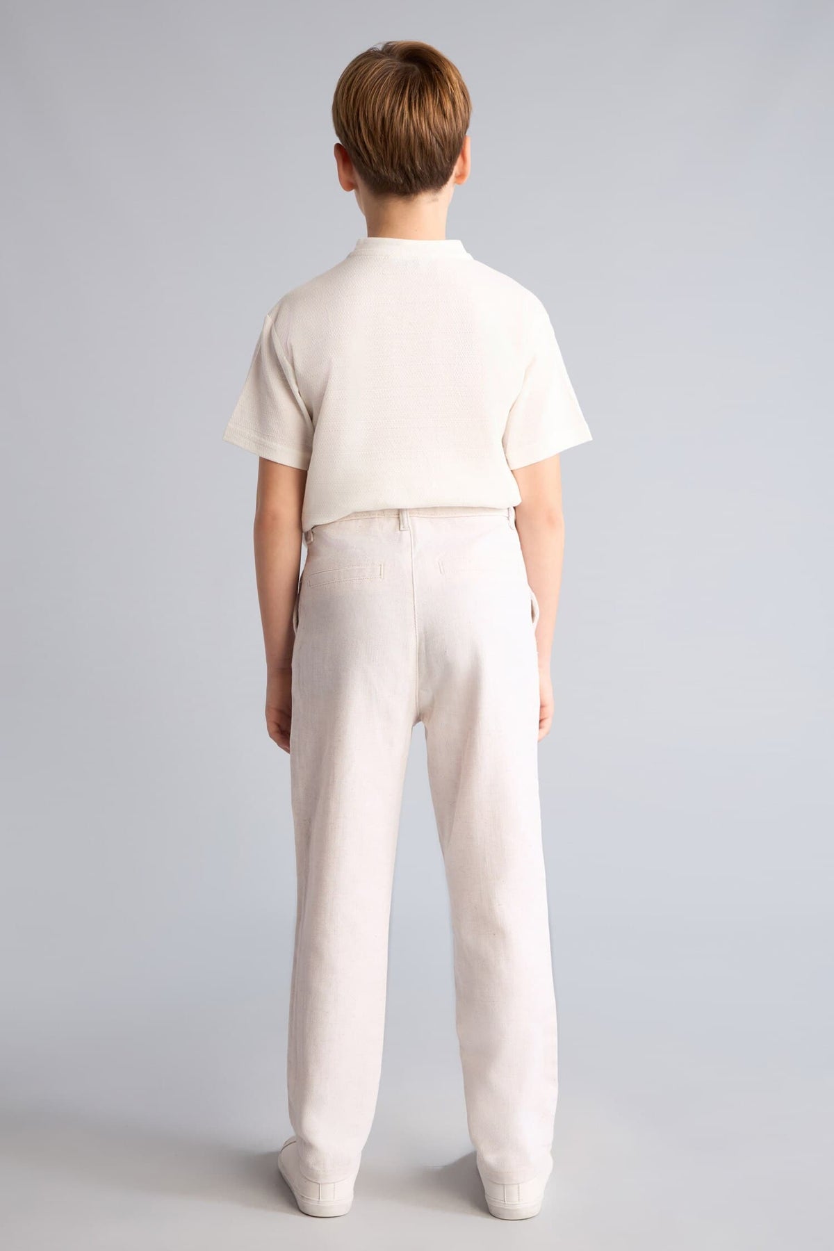 Regular Fit Straight Leg Linen Blend Trousers Boy