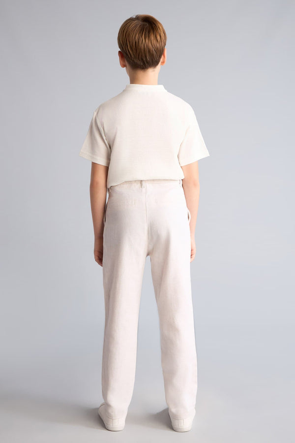 Regular Fit Straight Leg Linen Blend Trousers Boy