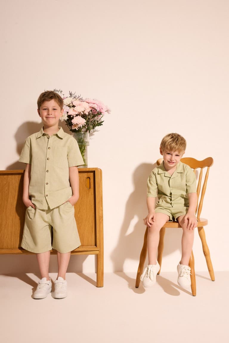 Overless Linen Blend Polo Neck Shirt Boy Secondary image